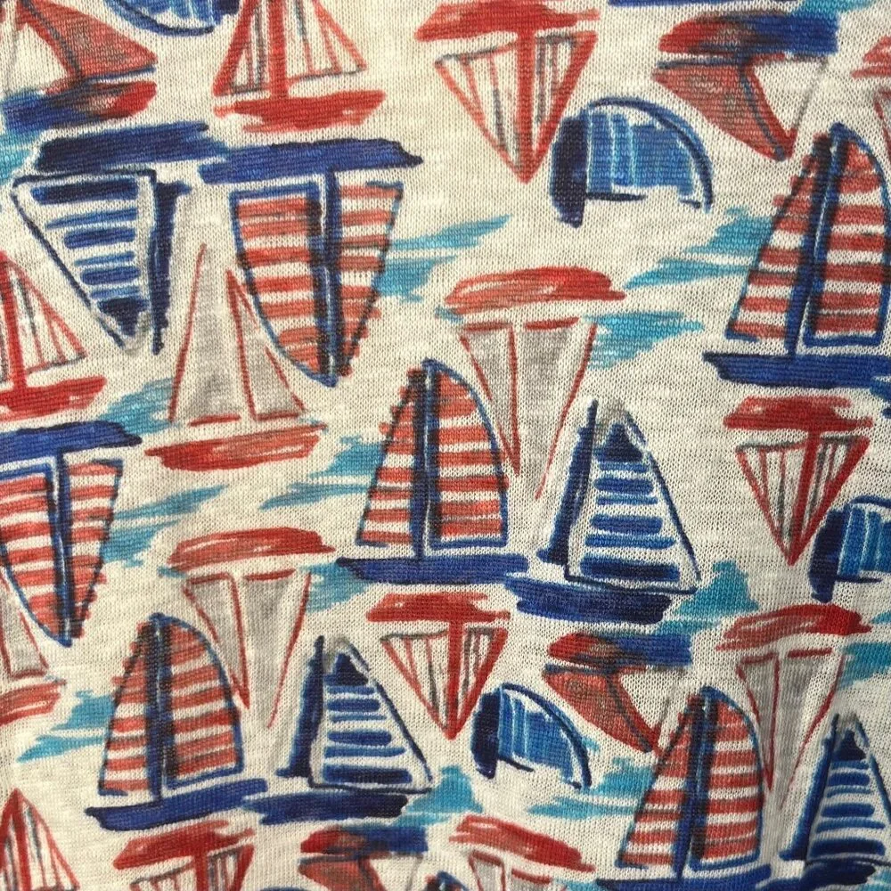 Willi Smith Linen Tank Top Small Red White Blue Sleeveless Patriotic Summer Boat - Picture 5 of 9